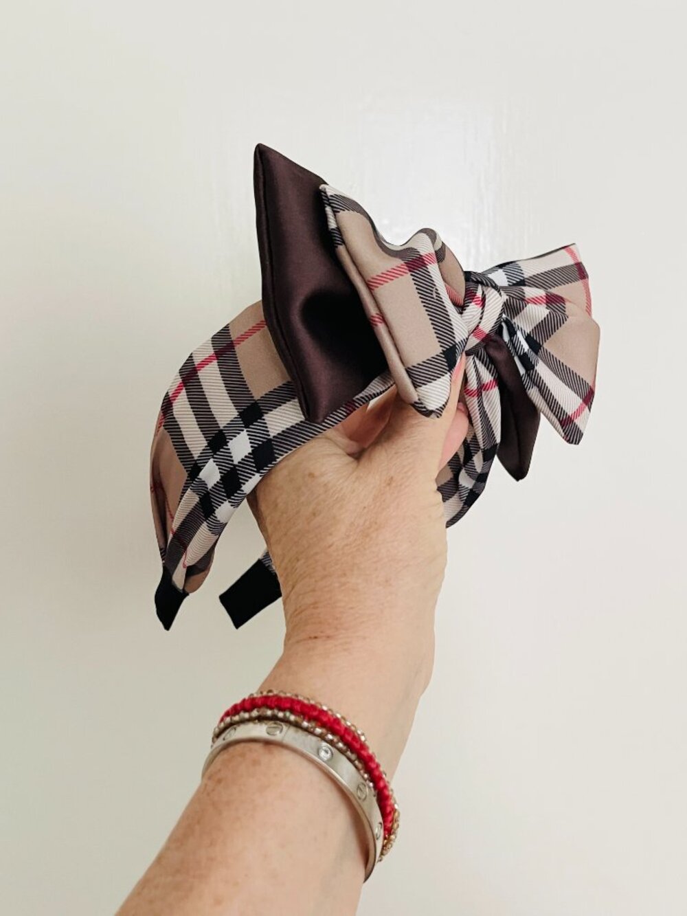 NEW Plaid Double Layer Bow Knot  Hairband - Picture 5 of 6